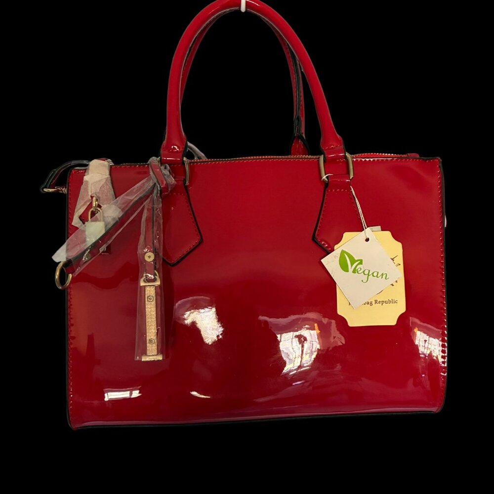 Handbag Republic Cherry Red Vegan Patent Leather Bag - Picture 2 of 6